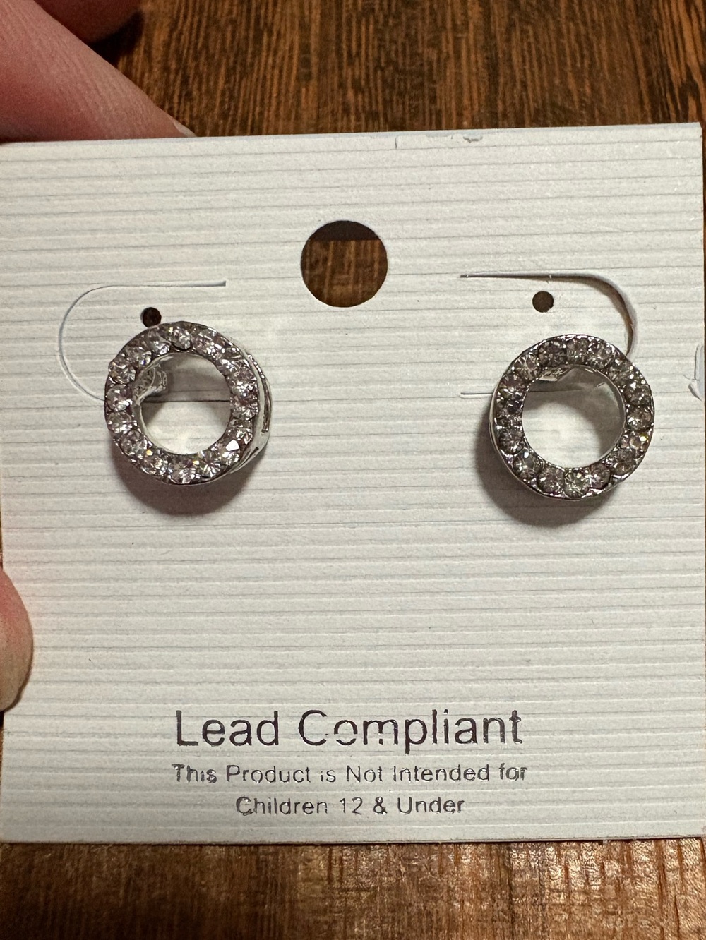 Silver faux Crystal Circle Stud Earrings - Women Jewelry